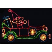 11' x 18' ANIMATED ELF IN ANTIQUE CAR W/LED LAMPS